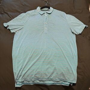 Ralph Lauren RLX Striped Blue and White Men's Polo Shirt large